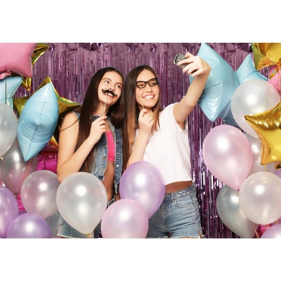 2 Pack Tinsel Foil Curtain for Photo Booth, Birthd - Picture 3 of 3